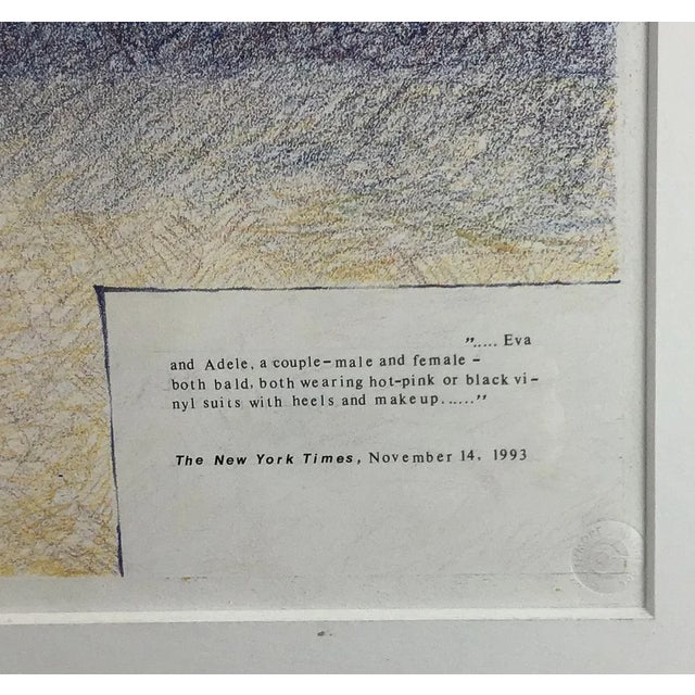 Postmodern Original Pastel Painting of Eva & Adele New York Times 1993 For Sale - Image 3 of 13