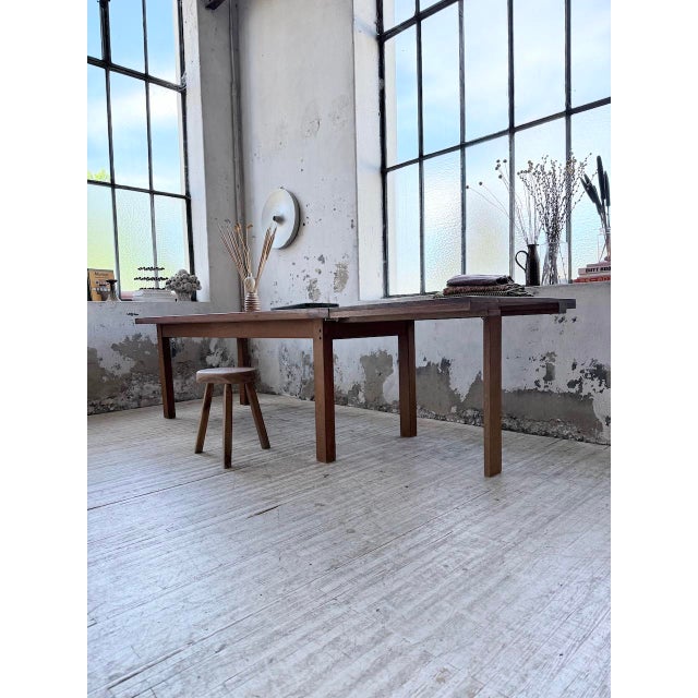 1960s Golden Oak Farmhouse Table with Extension, 1960s For Sale - Image 5 of 18