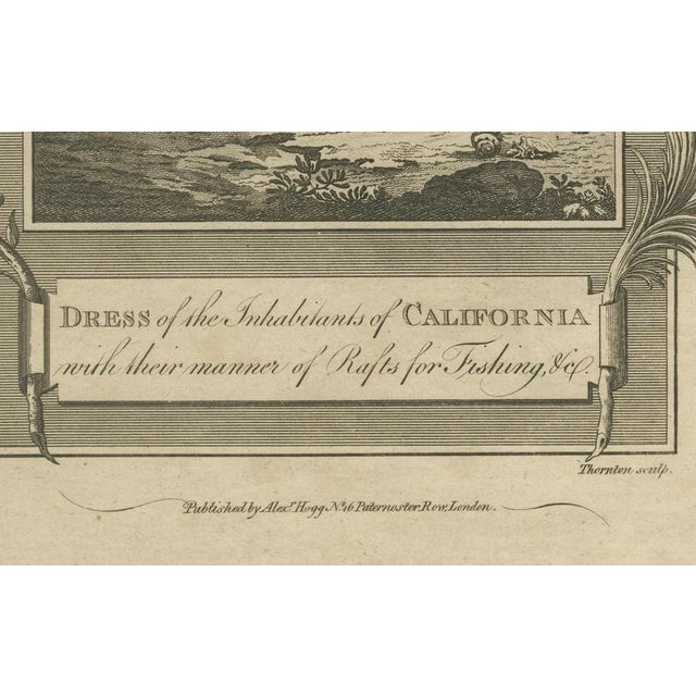 California Indigenous Dress and Fishing Rafts, 1754, Paper For Sale - Image 4 of 9