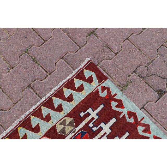 Burgundy 1980s Rustic Burgundy Oushak Kilim Rug For Sale - Image 8 of 11