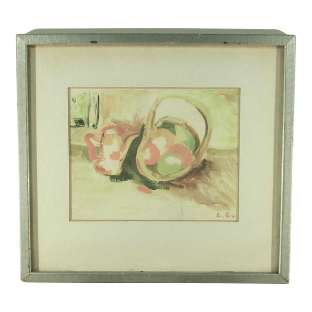 1980s Still Life Watercolor Painting, Framed For Sale