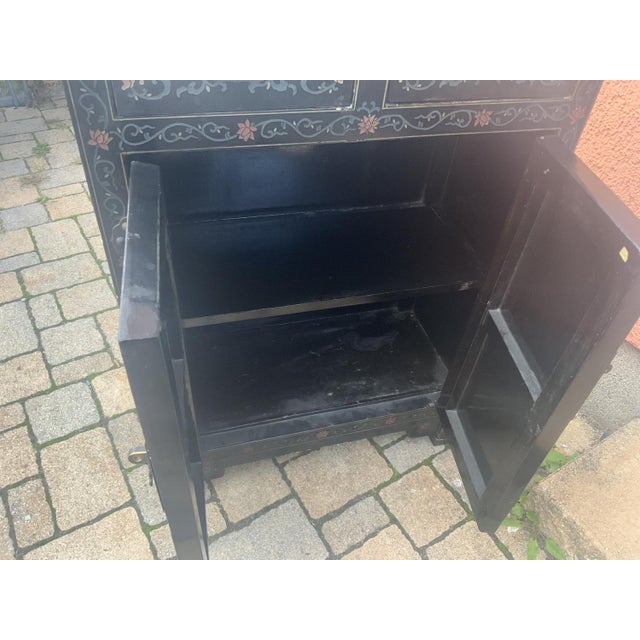 Chinese Half Cabinet in Black Lacquer, 1920a For Sale - Image 10 of 16