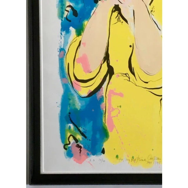 1990s 1991 Screenprint “Yellow Kimono” by Dutch Artist Nic Jonk - Framed For Sale - Image 5 of 12