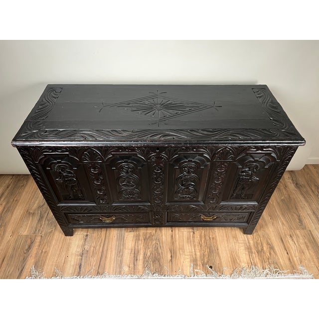 Traditional Antique 18th Century Charles II Style Mule Chest Maybe Irish or Scottish For Sale - Image 3 of 16