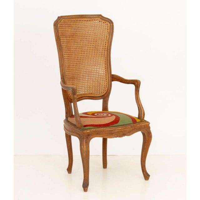 Set of Five Italian Provincial Style Cane-Paneled Walnut Dining Chairs For Sale - Image 13 of 15