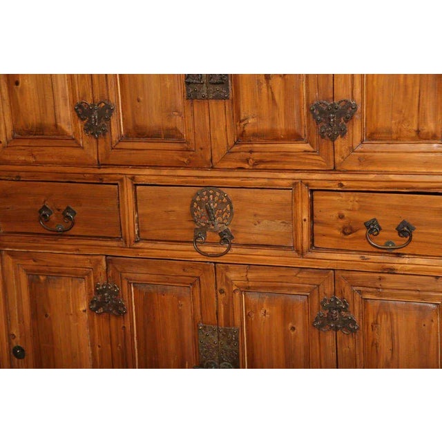 Large Late 19th Century Pine Cabinet With Original Butterfly Hardware From China For Sale - Image 4 of 11