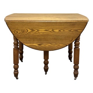 Antique Late 19th Century Chestnut Drop Leaf Extension Dining Table For Sale