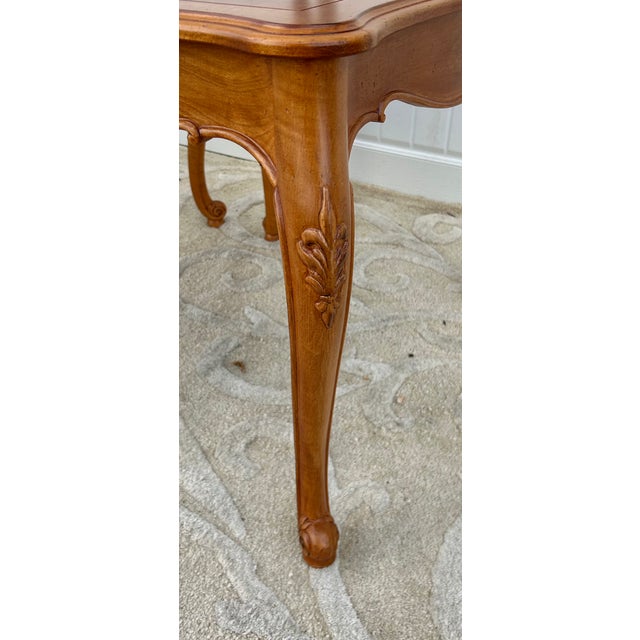 Wood Vintage Pair of Ethan Allen Country French Syle Carved Side Tables For Sale - Image 7 of 15