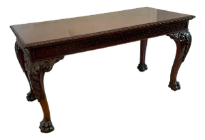 Large Antique Victorian Freestanding Carved Mahogany Centre Table, 1860s