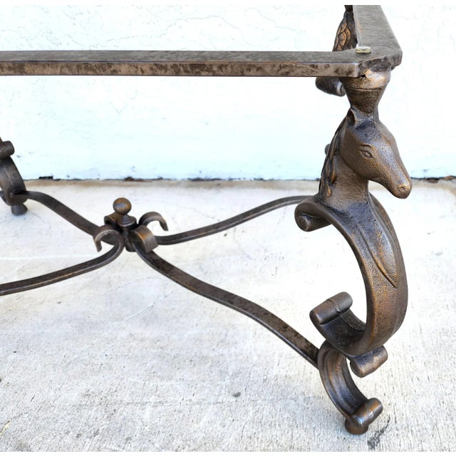 Maison Jansen Horse Coffee Center Table Patinated Steel Hoof Footed Maison Jansen Style For Sale - Image 4 of 12