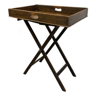 Folding Wood Butler’s Tray Table, Vintage For Sale