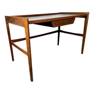 1950s Modernist Walnut and Leather Desk For Sale