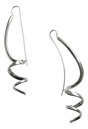 Vintage Mid-Century Modern Pitti E Sisi Sterling Silver Threader Earrings, Arezzo Italy, A Pair