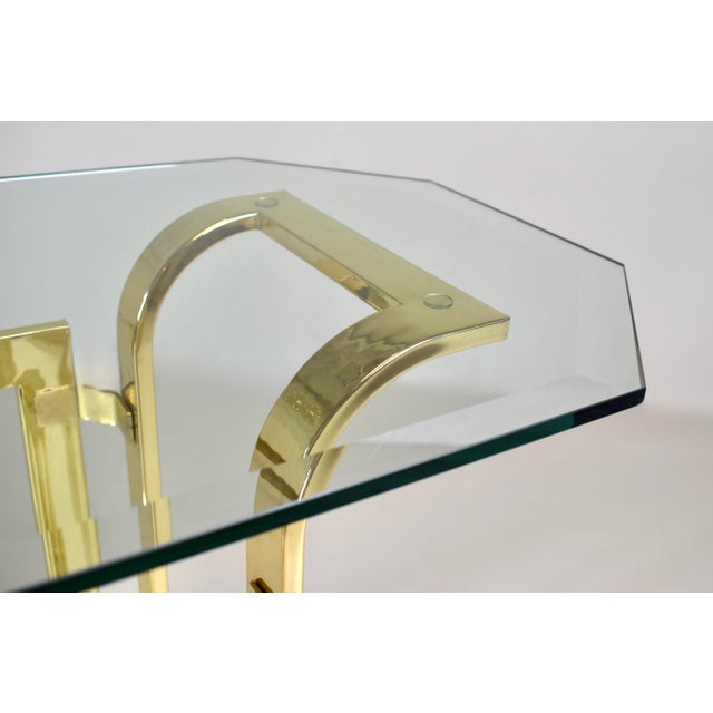 1970's Brass & Glass Console Table, Milo Baughman Attr: Dia For Sale - Image 12 of 13
