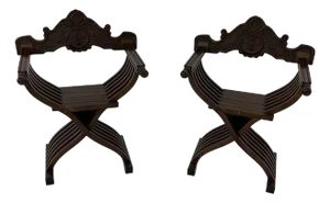 Set of Italian Savonarola Folding Chairs, 1960s