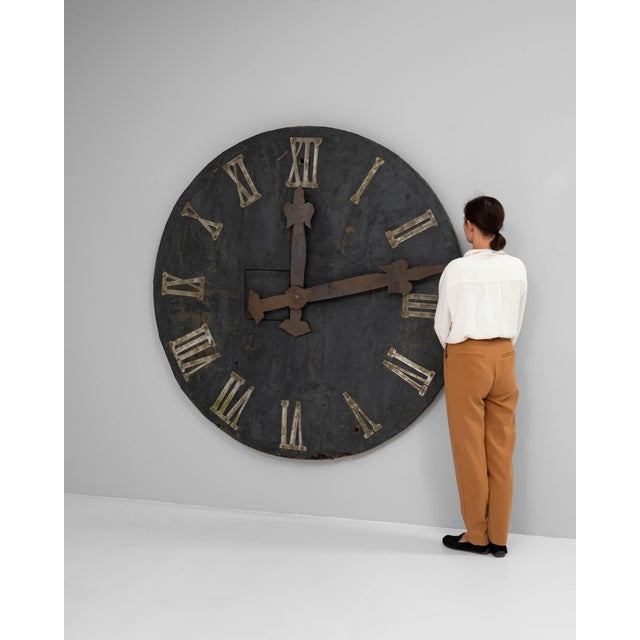 19th Century Central European Industrial Metal Wall Clock Face For Sale - Image 4 of 18