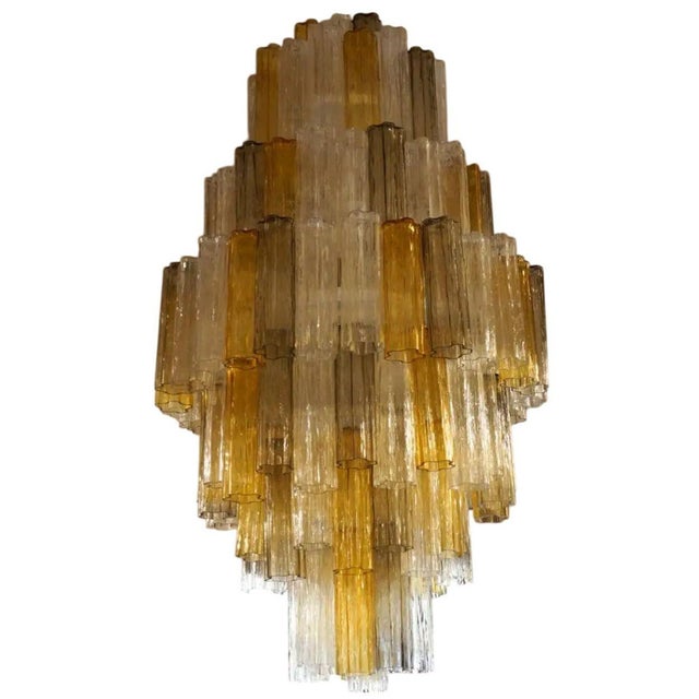 Modern 1980s Murano "Tubi Tronchi" Glass Chandelier, Attributed to Toni Zuccheri for Venini For Sale - Image 3 of 6