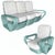 An original restored 1950's teal rattan living room set features a pair of lounge chairs and a 3-piece sectional sofa....