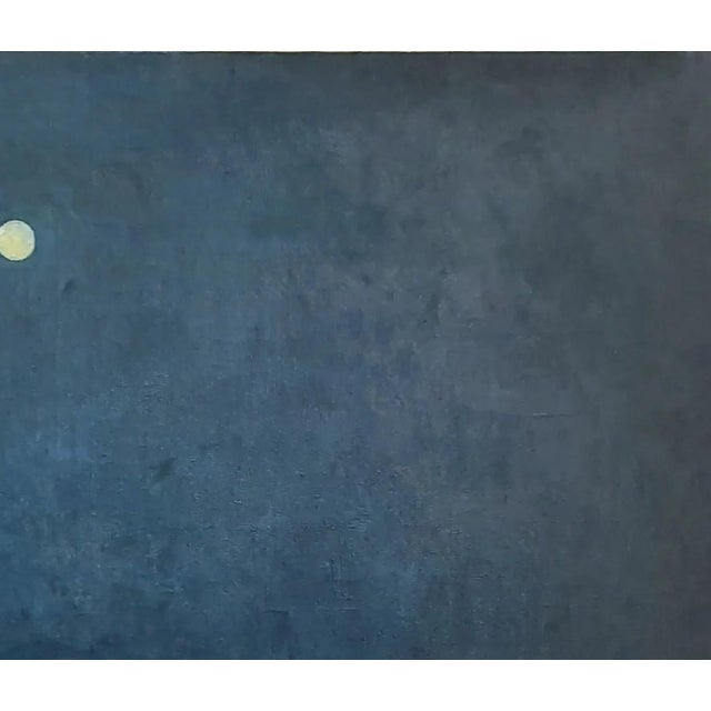 Original Moonlit Night Oil Painting, Farm Art, 1969 For Sale - Image 6 of 6
