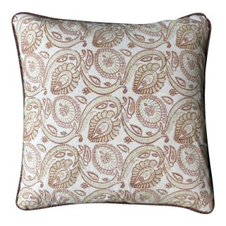 Les Indiennes Hand Block Print Pillow Square With Down Feather Insert For Sale