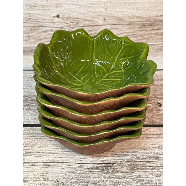 Vintage California Pottery Sequoia Ware Salad Service Set, 7pcs, Very Rare For Sale - Image 10 of 12