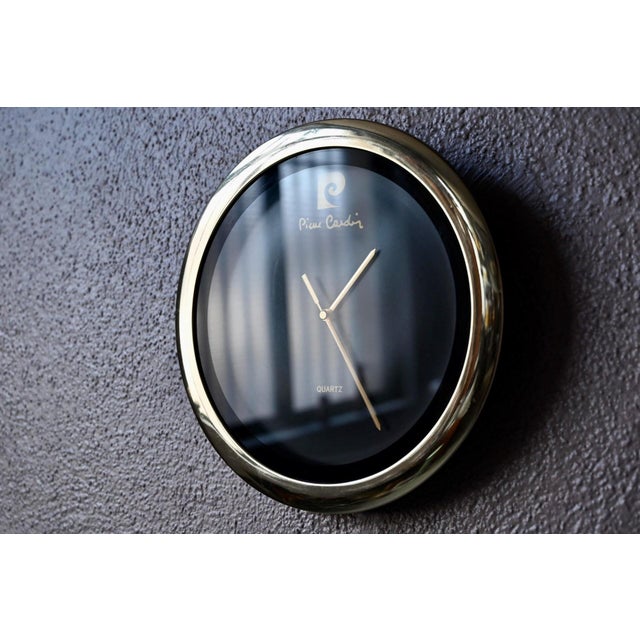 Vintage Wall Clock in Gold Brass by Pierre Cardin, 1980s For Sale - Image 4 of 6