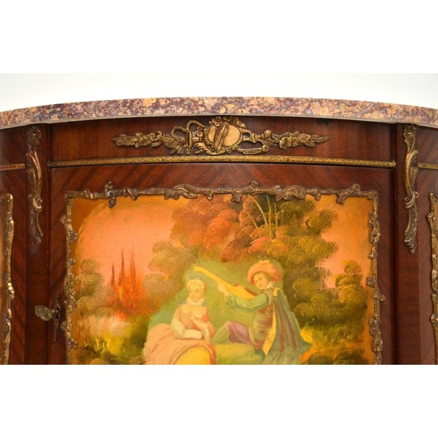 Antique French Marble Top Painted Cabinet, 1930s For Sale - Image 11 of 12