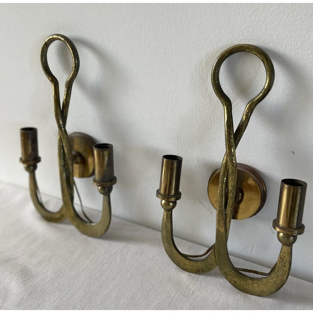 Metal 1970s Bronze Wall Sconces in the Brutalist Style - a Pair For Sale - Image 7 of 10