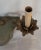 Rustic Greyish Green Ceramic and Bronze Wall Sconce Candelabra by Guild Master For Sale - Image 3 of 7