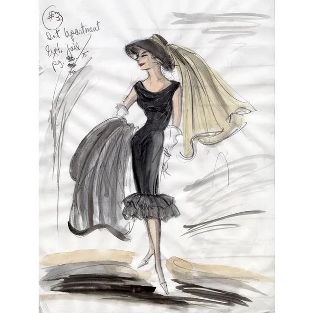 CHAIRISH EXCLUSIVE: AVAILABLE AT CHAIRISH ONLY. Rare reproduction of original costume sketch by Edith Head for actress...