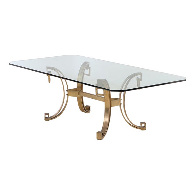 French Art Deco Gilt-Bronze and Glass Table, C 1940. For Sale