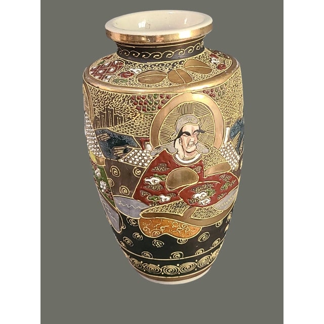 Early 20th Century Antique Japanese Royal Satsuma Moriage Figural Vase For Sale - Image 5 of 11