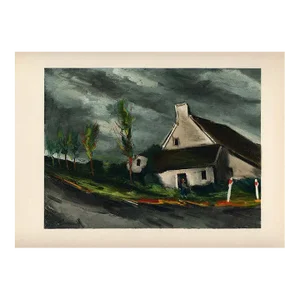 1958 Vlaminck Lithograph 37 Near Beaumont Sur Sarthe