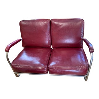 Vintage Mid Century Tubular Chrome Setee For Sale
