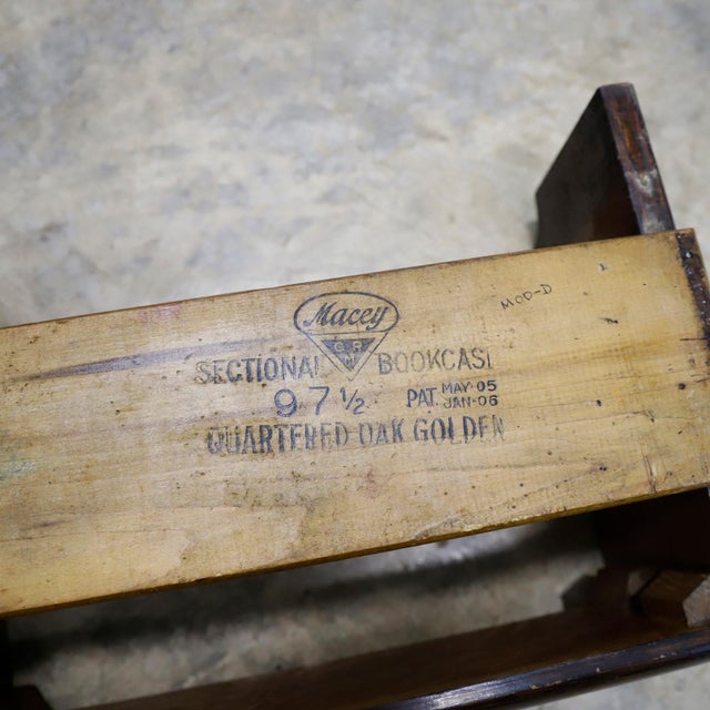 Early 20th Century Rare Macey Sectional Bookcase made in Tiger Oak w/ Leaded Glass Doors. For Sale - Image 6 of 18