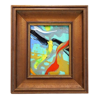 Turquoise & Red Abstract Painting For Sale