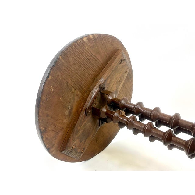 Antique Victorian Folk Art Wood Spool Side Table For Sale - Image 16 of 18