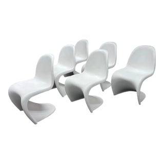 Verner Panton for Vitra White Panton Chairs, Set of Six For Sale