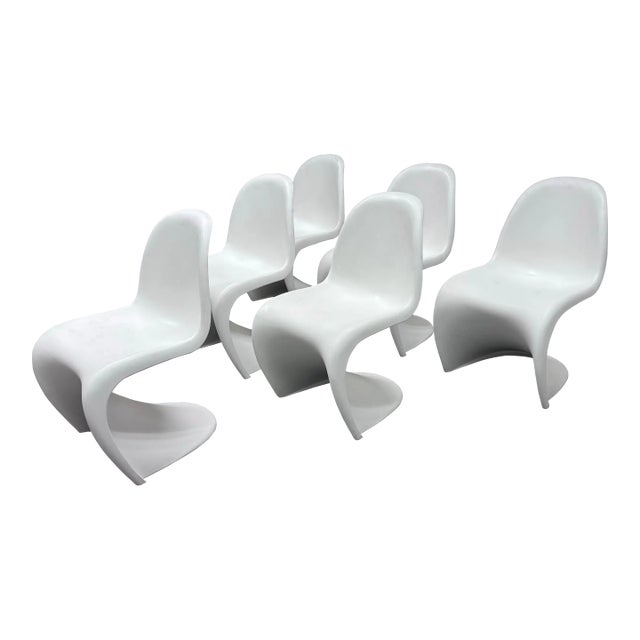 Verner Panton for Vitra White Panton Chairs, Set of Six For Sale
