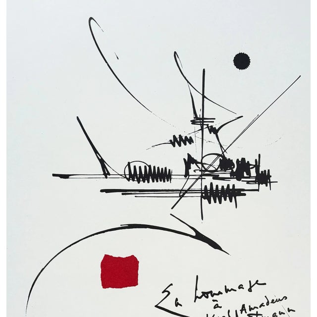 Georges mathieu (1921-2012) "hommage à karl amadeus hartmann" original lithograph from the portfolio "epitaph for karl...