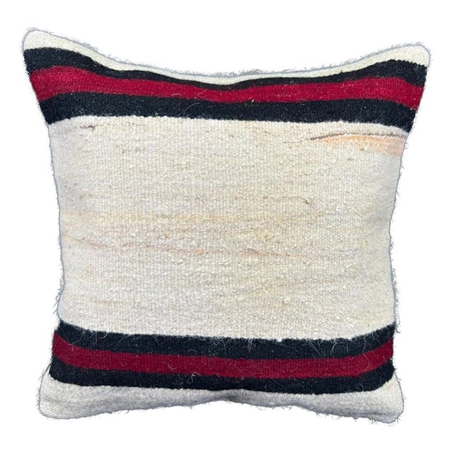 Turkish Hemp Pillow Cushion Natural Beige Black Cushion Cover 20"x20" For Sale
