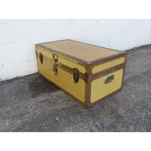 Hollywood Regency Hollywood Regency Wicker Cedar Hope Chest Blanket Trunk 6326 For Sale - Image 3 of 13