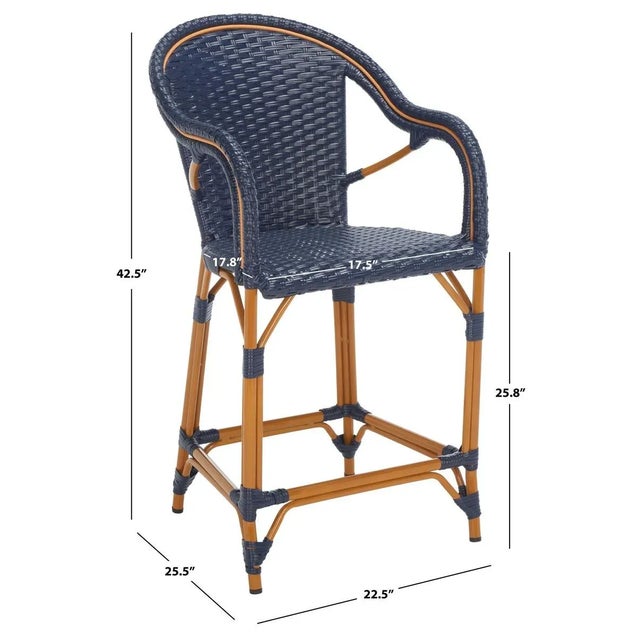 2020s California Counter Stool with Arms - Navy For Sale - Image 5 of 11