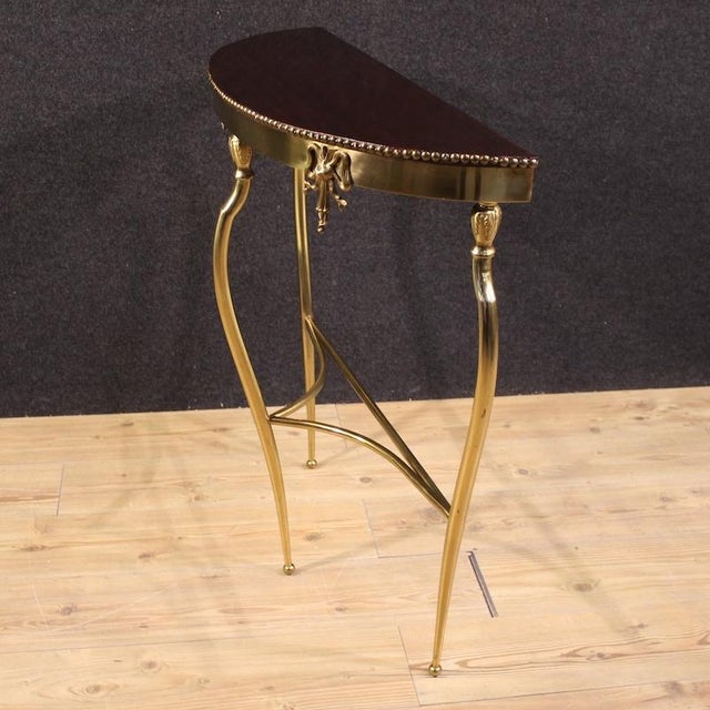 Wood 20th Century Italian Gilded Brass Console Table, 1950s For Sale - Image 7 of 13