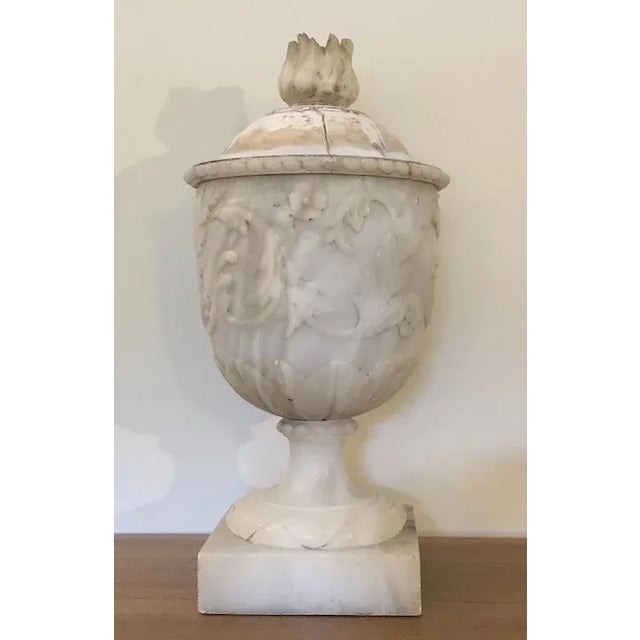 Antique 19th Century Italian Grand Tour Carved Alabaster Marble Vase in the Piranesi Style For Sale - Image 4 of 11