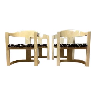 Six 1980s Karl Springer Goatskin Onassis Dining Chairs - Set of 6 For Sale