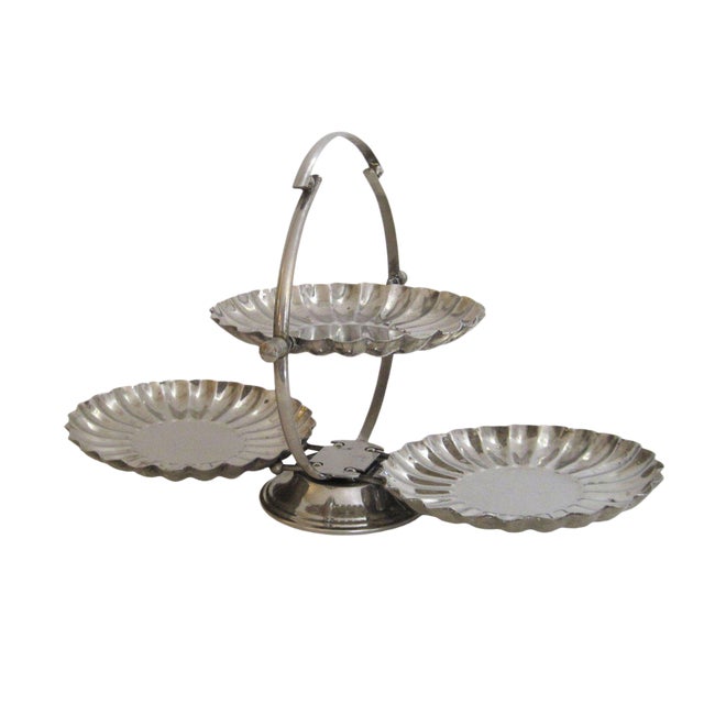 Vintage Chrome Folding Tiered Serving Tray Chairish