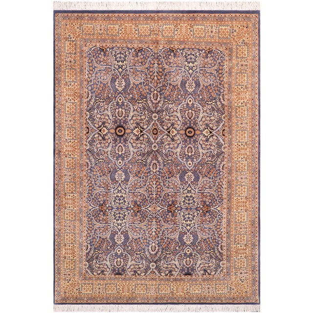 Shabby Chic 1990's Pak-Persian Blue/Beige Wool Rug - 6'2'' X 8'8'' For Sale - Image 9 of 9