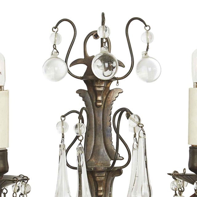 Brass and Crystal Wall Lights, 1900s, Set of 2 For Sale - Image 4 of 7