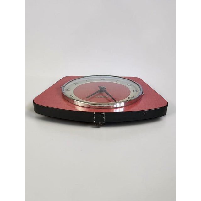 Wood Kitchen Clock in Red Formica from Bayard, 1950s For Sale - Image 7 of 10